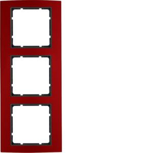 Berker - Plaque de recouvrement 3 postes Berker B.3 Alu, rouge/anthracite