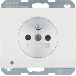 Berker - Wandcontactdoos met LED-oriëntatielicht Berker K.1 polarwit, glanzend