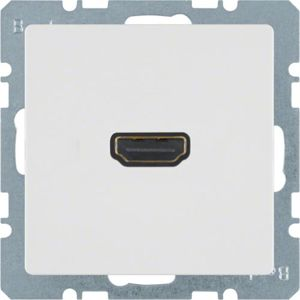 Berker - HDMI wandcontactdoos Berker Q.1/Q.3 polarwit, fluweel