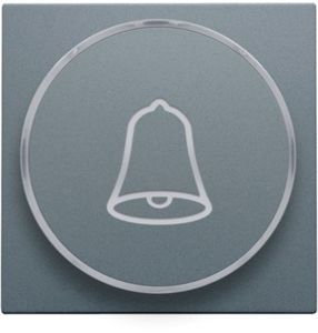 Set de finition avec anneau transparent avec symbole sonnette pour bouton-poussoir 6 A avec LED couleur ambre avec culot E10, alu steel grey coated