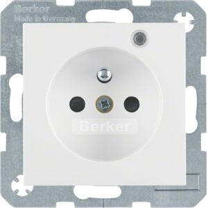 Berker - Wandcontactdoos met controle-LED Berker S.1/B.3/B.7 polarwit, glanzend