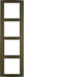 Berker - Plaque de recouvrement 4 postes Berker B.3 Alu, marron/blanc polaire