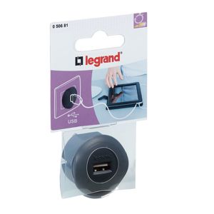Legrand - Adapteur 2P 10A Prise USB USB 5V 1.5A - noir