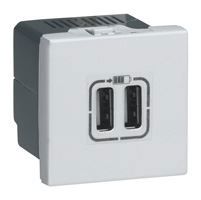 Legrand - Mosaic lader 2xUSB 1500mA 5V-2 mod alu