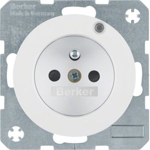 Berker - Prise de courant avec LED de contrôle Berker R.1/R.3 blanc polaire, brillant