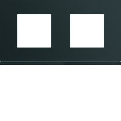 Hager - Plaque de recouvrement gallery 2 postes horizontal entraxe 71 mm noir