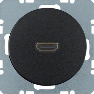 Berker - HDMI wandcontactdoos Berker R.1/R.3 zwart, glanzend