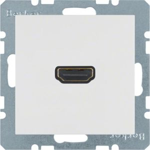 Berker - HDMI wandcontactdoos Berker S.1/B.3/B.7 polarwit, glanzend