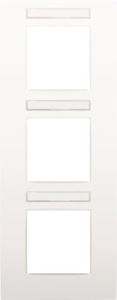 Drievoudige afdekplaat met 71 mm centerafstand, verticaal, met transparant tekstveld, Niko Intense white