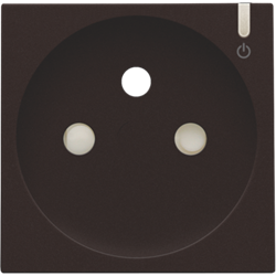 Afwerkingsset voor geconnecteerd schakelbaar stopcontact met penaarde en bedieningsknop, dark brown