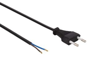 Velleman - Câble d'alimentation noir cee 7/16 "fiche euro"+ extrémités l=1.8 m h03vvh2-f 2g0.75 mm²