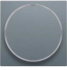 Afwerkingsset met doorschijnende ring zonder symbool voor drukknop 6 A met amberkleurige led met E10-lampvoet, alu grey coated