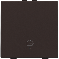 Enkelvoudige drukknop met led, symbool "woning verlaten", dark brown