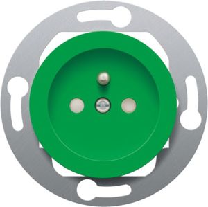 Gekleurd stopcontact met penaarde en kinderveiligheid voor vloerdozen, inbouwdiepte 28,5 mm, schroefklemmen, green