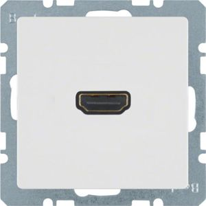 Berker - Prise HDMI avec fiche de connexion 90° Berker Q.1/Q.3 blanc polaire, velours