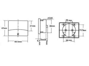 Velleman - Analoge paneelmetervoor dc spanningsmetingen 30v dc / 60 x 47mm