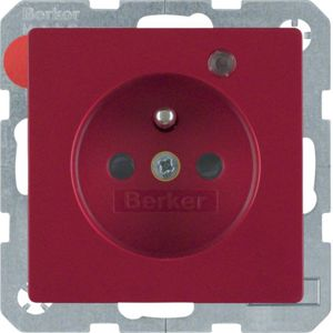 Berker - Prise de courant avec LED de contrôle Berker Q.1/Q.3 rouge, velours