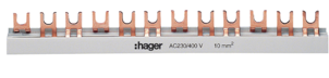 Hager - Barre de pontage 3P 63A fourche 10mm² 57M