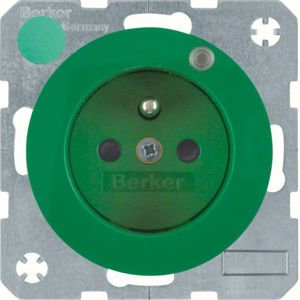 Berker - Prise de courant avec LED de contrôle Berker R.1/R.3 vert, brillant