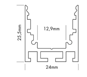 UNI-BRIGHT - Profiles M-Line Standard 24 Kit 300Cm M-Line Standard 24 Black + Cover + Endcaps