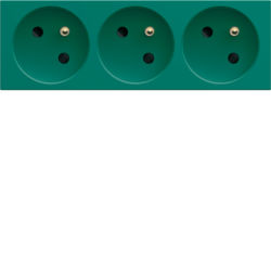 Hager - Drievoudig stopcontact gallery kabelkanaal 2P+A 16A groen