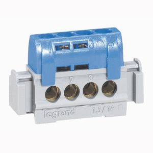 Legrand - Nulleiderklemmenblok - 47 mm IP2x - 4x16mm² - blauw