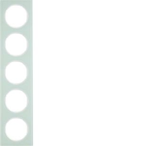 Berker - Plaque de recouvrement 5 postes Berker R.3 verre, blanc polaire