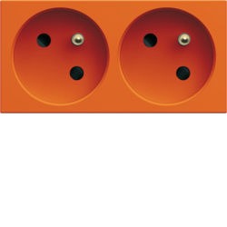 Hager - Prise de courant dble gallery goulotte 2P+T 16A orange