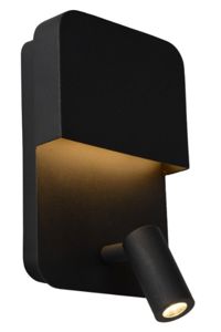 Lucide - BOXER - Wandlamp - LED - 1x10W 3000K - Met USB oplaadpunt - Zwart