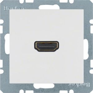 Berker - HDMI wandcontactdoos met 90°-aansluiting Berker S.1/B.3/B.7 polarwit, mat