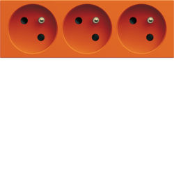 Hager - Prise de courant triple gallery goulotte 2P+T 16A orange