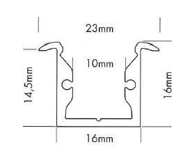 UNI-BRIGHT - ALU PROFIEL 200CM VOOR PROLED FLEX STRIPS ALU