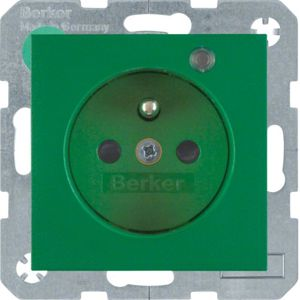 Berker - Prise de courant avec LED de contrôle Berker S.1/B.3/B.7 vert, mat