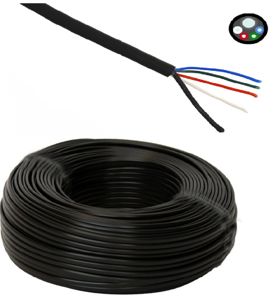 KABEL - Câble de raccordement flexible pour Led RGBW 4x0,5+0,75mm² - Noir