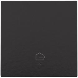 Enkelvoudige drukknop met led, symbool "woning verlaten", Bakelite® piano black coated