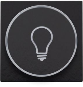 Set de finition avec anneau transparent avec symbole lampe pour bouton-poussoir 6 A avec LED couleur ambre avec culot E10, Bakelite® piano black coated