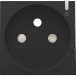 Afwerkingsset voor geconnecteerd schakelbaar stopcontact met penaarde en bedieningsknop, Bakelite® piano black coated