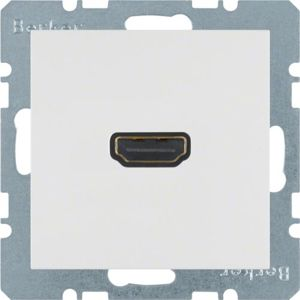 Berker - Prise HDMI avec fiche de connexion 90° Berker S.1/B.3/B.7 blanc polaire, brillant