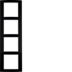 Berker - Plaque de recouvrement 4 postes Berker B.3 Alu, noir/blanc polaire
