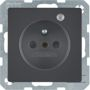 Berker - Wandcontactdoos met controle-LED Berker Q.1/Q.3 antraciet, fluweel