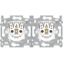 Niko, dubbel stopcontact horizontaal met penaarde en kinderveiligheid, inbouwdiepte 28,5 mm, insteekklemmen